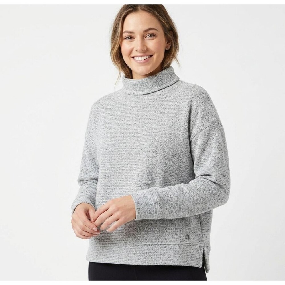 American Outdoorsman Womens Large L Gray Mock Neck Jacquard Pullover Sweater EUC